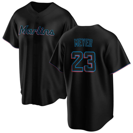 Miami Marlins #23 Max Meyer Black RONA Cool Base Stitched Jersey