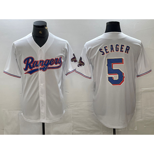Texas Rangers #5 Corey Seager White RONA 2023 World Series Champions Cool Base Jersey