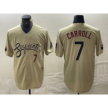 Arizona Diamondbacks #7 Corbin Carroll Number 2021 Gold RONA City Connect Cool Base Stitched Jerseys