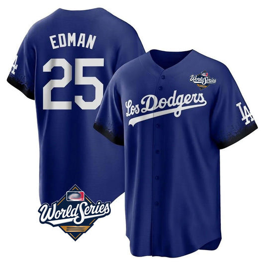 Los Angeles Dodgers #25 Tommy Edman Player Royal RONA World Series City Connect Home Game Stitched Jerseys
