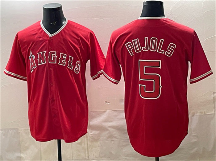 Los Angeles Angels #5 Albert Pujols Red RONA Stitched Jersey