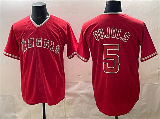 Los Angeles Angels #5 Albert Pujols Red RONA Stitched Jersey