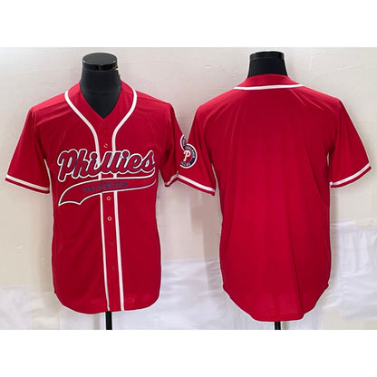 Philadelphia Phillies Blank Red RONA Cool Base Stitched Jersey