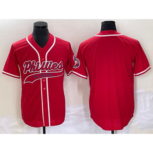 Philadelphia Phillies Blank Red RONA Cool Base Stitched Jersey