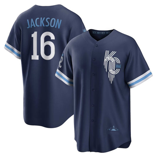 Kansas City Royals #16 Bo Jackson Navy RONA City Connect Replica Player Jersey