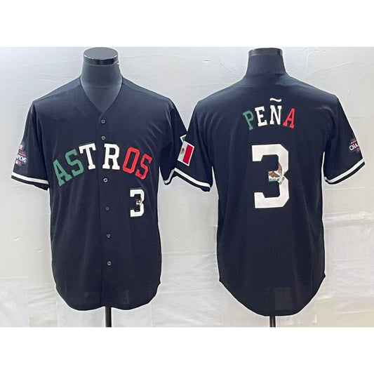 Houston Astros #3 Jeremy Pena Number Mexico Black RONA Cool Base Stitched Jersey