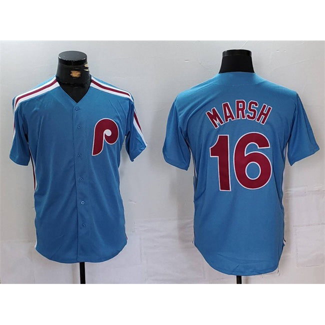 Philadelphia Phillies #16 Brandon Marsh Blue RONA Cool Base Stitched Jersey