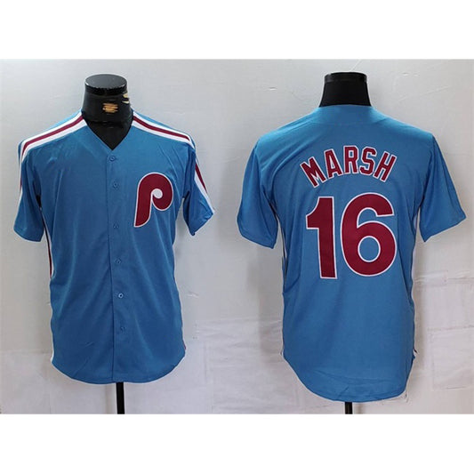 Philadelphia Phillies #16 Brandon Marsh Blue RONA Cool Base Stitched Jersey