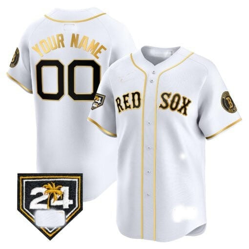 Custom Boston Red Sox 2024 Spring Training Patch Vapor Premier Limited Jersey ¨C White Gold RONA