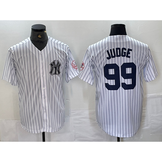New York Yankees #99 Aaron Judge Name White RONA With Patch 2024 Cool Base Stitched Jersey