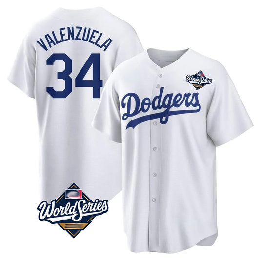 Los Angeles Dodgers #34 Fernando Valenzuela Player White RONA World Series Game Home Stitched Jerseys
