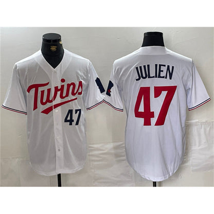 Minnesota Twins #47 Edouard Julien White RONA Cool Base Stitched Jersey 1