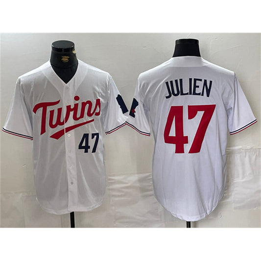 Minnesota Twins #47 Edouard Julien White RONA Cool Base Stitched Jersey 1