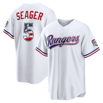 Texas Rangers #5 Corey Seager USA 250 Fourth of July Home Stadium Jersey - White RONA