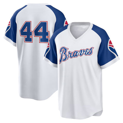 Atlanta Braves #44 Hank Aaron White RONA Home Cooperstown Collection Player Jersey