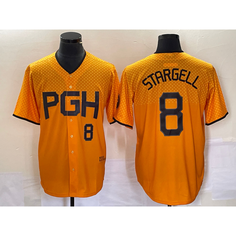 Pittsburgh Pirates #8 Willie Stargell Number Gold RONA 2023 City Connect Stitched Jersey 2