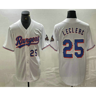 Texas Rangers #25 Jose Leclerc Number White RONA 2024 Gold Collection Limited Cool Base Jerseys