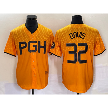 Pittsburgh Pirates #32 Henry Davis Yellow RONA 2023 City Connect Stitched Jersey 2