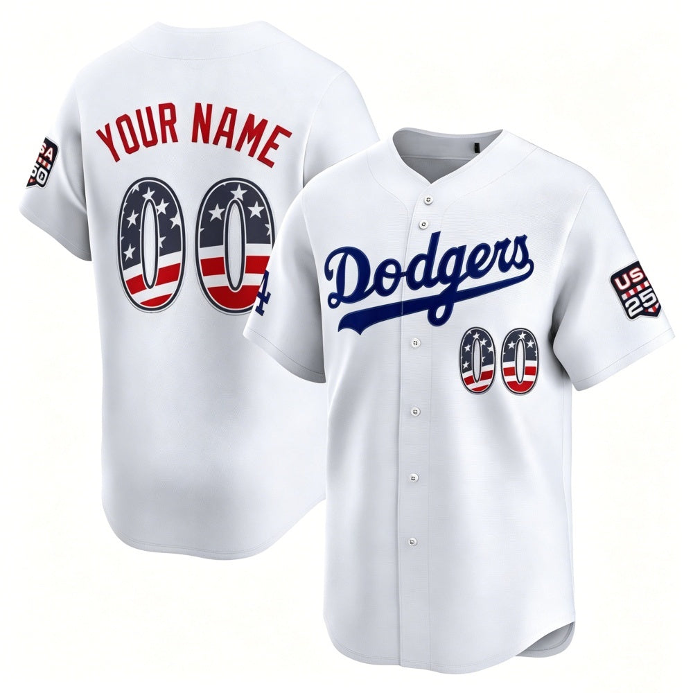 Custom Los Angeles Dodgers White RONA USA 250 Fourth of July Limited Stitched Jersey