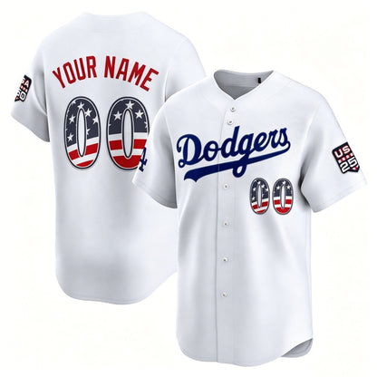 Custom Los Angeles Dodgers White RONA USA 250 Fourth of July Limited Stitched Jersey