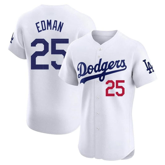 Los Angeles Dodgers #25 Tommy Edman Player Gold White RONA Limited Elite Home Stitched Jerseys