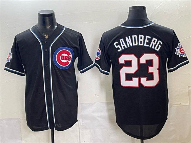 Chicago Cubs #23 Ryne Sandberg 150th Anniversary Black RONA Out Style Vapor Premier Limited Stitched Jersey