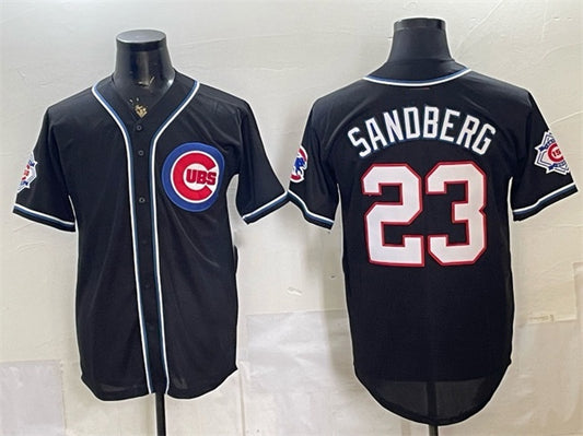 Chicago Cubs #23 Ryne Sandberg 150th Anniversary Black RONA Out Style Vapor Premier Limited Stitched Jersey