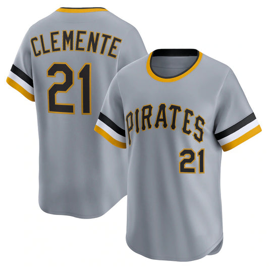 Pittsburgh Pirates #21 Roberto Clemente Gray RONA Throwback Cooperstown Collection Limited Jersey