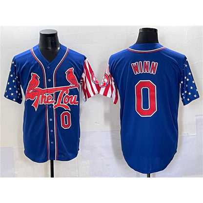 St. Louis Cardinals #0 Masyn Winn Royal RONA Independence Day Vapor Premier Limited Stitched Jersey