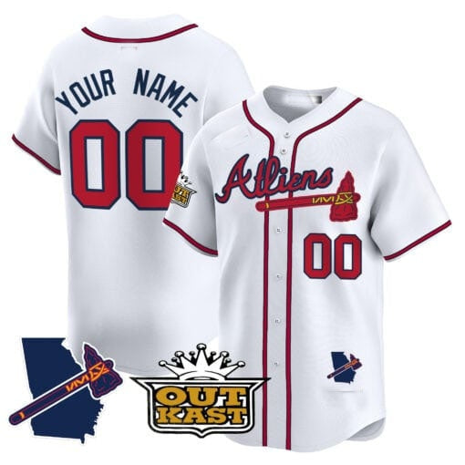 Custom Atlanta Braves Atliens Vapor Premier Limited Jersey V2 ¨C White RONA