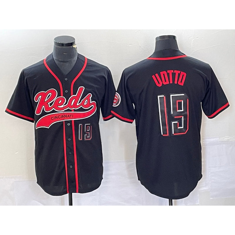 Cincinnati Reds #19 Joey Votto Number Black RONA 2023 City Connect Cool Base Stitched Jersey 2