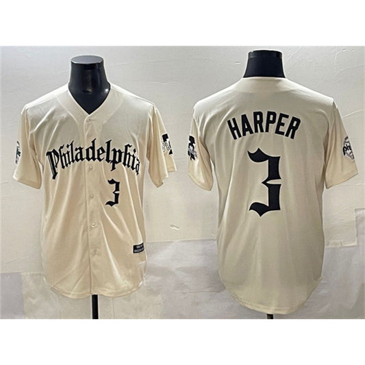 Philadelphia Phillies #3 Bryce Harper Cream RONA Gothic Vapor Limited Stitched Jersey