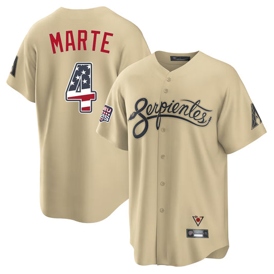 Arizona Diamondbacks #4 Ketel Marte Player Tan RONA USA 250 Fourth of July Home Game Stitched Jerseys