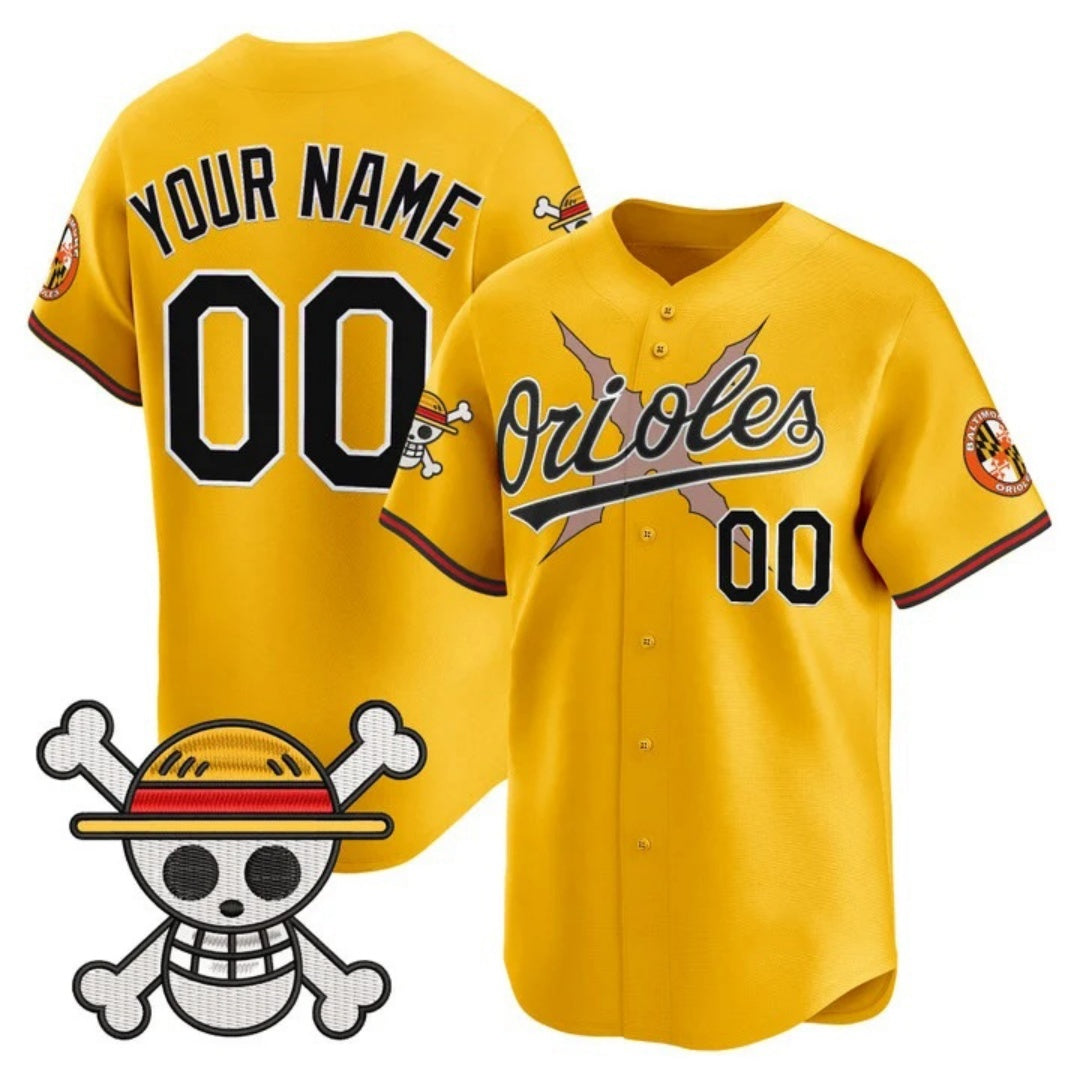 Custom Baltimore Orioles x One Piece Gold RONA Vapor Premier Limited Jersey - Stitched