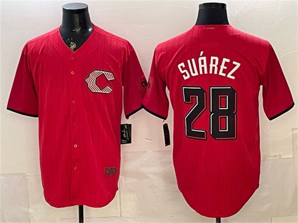 Cincinnati Reds #28 Eugenio Su¨¢rez Red RONA 2026 City Connect Stadium Stitched Jersey
