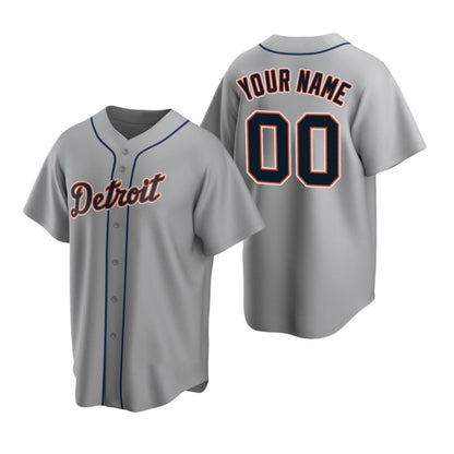 Custom Detroit Tigers Gray RONA Stitched Cool Base Road Jersey