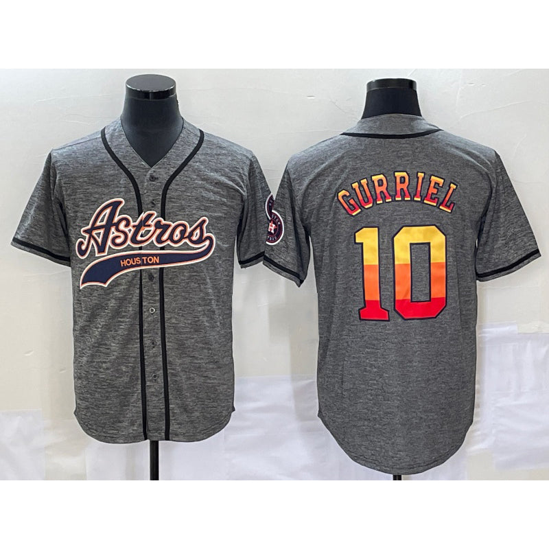 Houston Astros #10 Yuli Gurriel Grey RONA Gridiron Cool Base Stitched Jersey 1