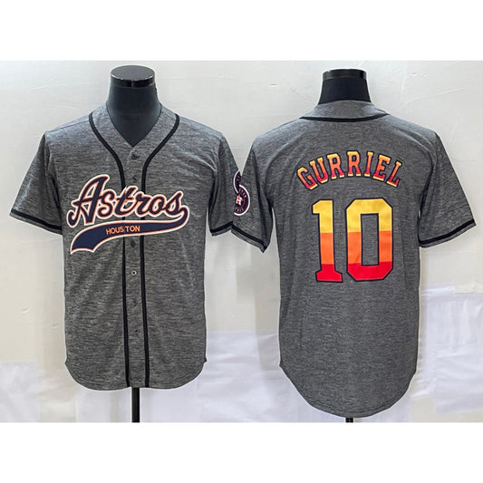 Houston Astros #10 Yuli Gurriel Grey RONA Gridiron Cool Base Stitched Jersey 1