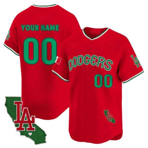 Custom Los Angeles Dodgers Mexico California Patch Vapor Premier Limited Jersey V3 ¨C Red RONA