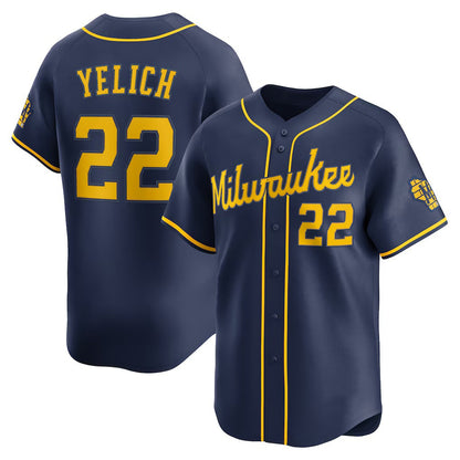 Milwaukee Brewers #22 Christian Yelich Navy RONA Alternate Limited Jersey