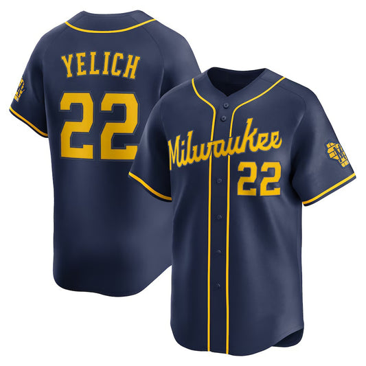 Milwaukee Brewers #22 Christian Yelich Navy RONA Alternate Limited Jersey