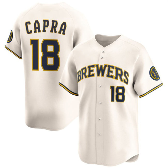Milwaukee Brewers #18 Vinny Capra Cream RONA 2025 Limited Stitched Jersey