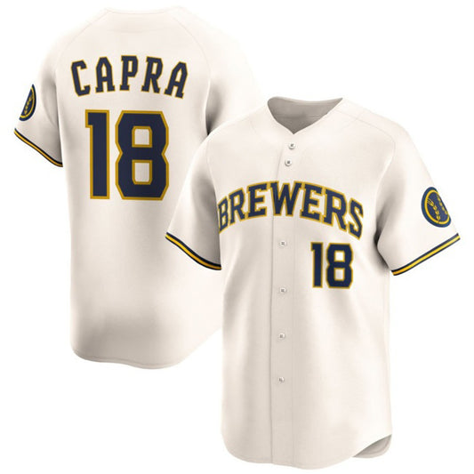 Milwaukee Brewers #18 Vinny Capra Cream RONA 2025 Limited Stitched Jersey