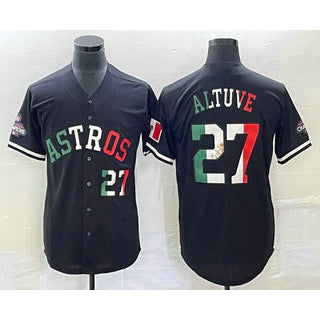 Houston Astros #27 Jose Altuve Number Mexico Black RONA Cool Base Stitched Jersey