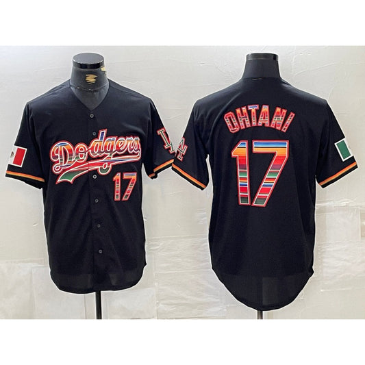 Los Angeles Dodgers #17 Shohei Ohtani Black RONA Mexico Cool Base Stitched Jersey