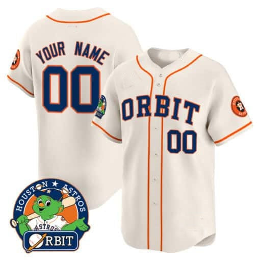 Custom Houston Astros Orbit Patch Vapor Premier Limited Jersey ¨C Cream RONA
