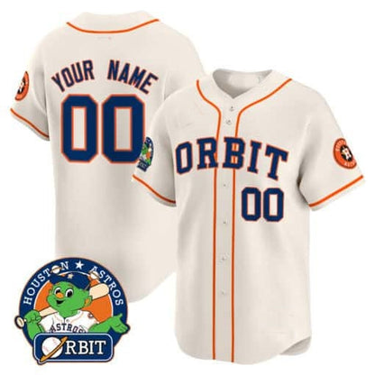 Custom Houston Astros Orbit Patch Vapor Premier Limited Jersey ¨C Cream RONA