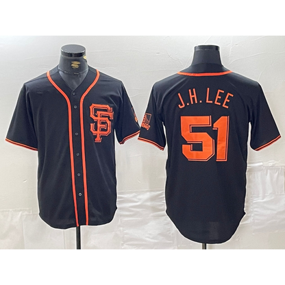 San Francisco Giants #51 Jung Hoo Lee Black RONA With SF Stitched Cool Base Jersey