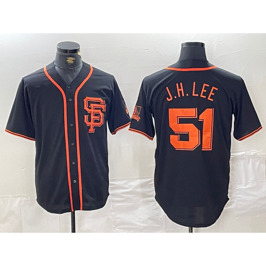San Francisco Giants #51 Jung Hoo Lee Black RONA With SF Stitched Cool Base Jersey