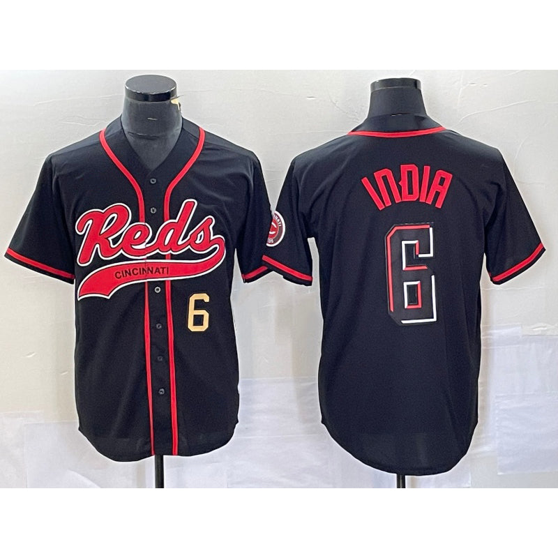Cincinnati Reds #6 Jonathan India Number Black RONA 2023 City Connect With Patch Stitched Jersey